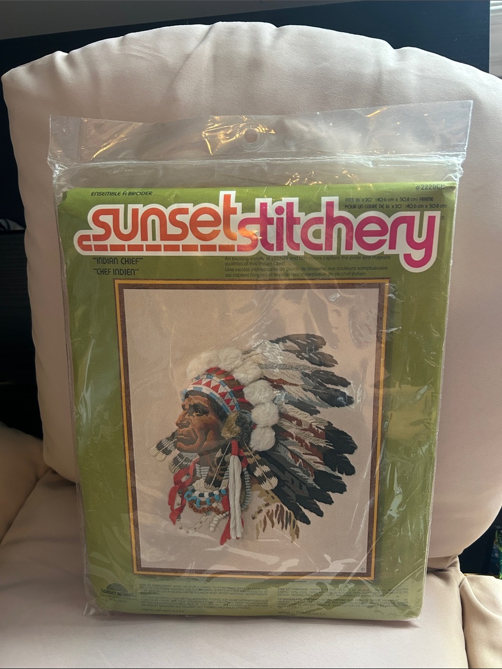 Sunset Stitchery "Indian Chief" Embroidery Kit - Green